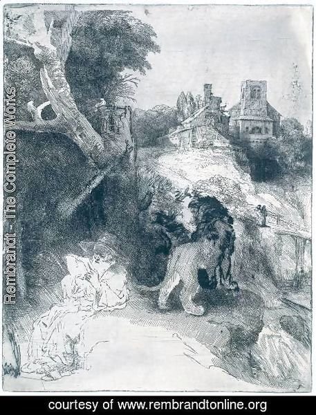 Rembrandt - St Jerome Reading in an Italian Landscape