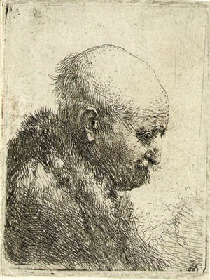 A bald-headed Man in Profile right