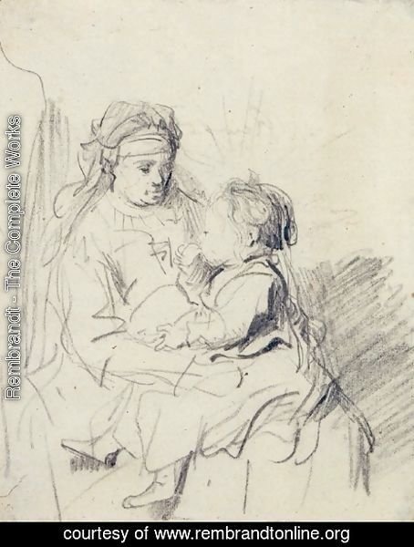 Rembrandt - A Nurse and an Eating Child