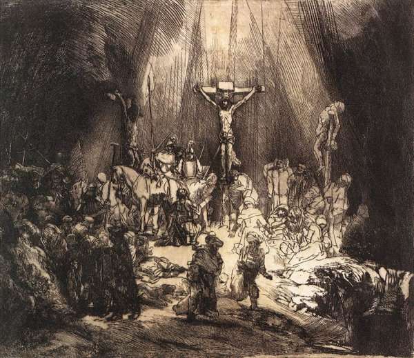 The Three Crosses (second state) 1653 by Rembrandt Harmenszoon van Rijn