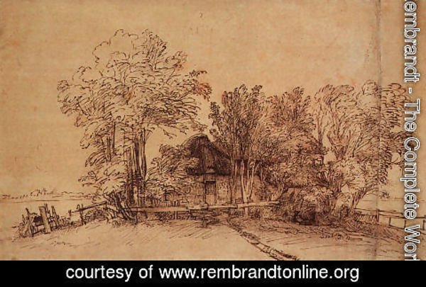 Rembrandt - Cottage Among Trees 1650-51