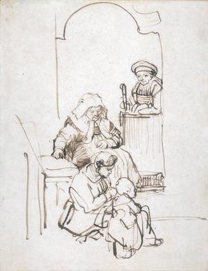 Rembrandt - Three Women and a Child at the Door
