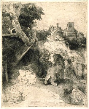 Rembrandt - St. Jerome Reading in an Italian Landscape