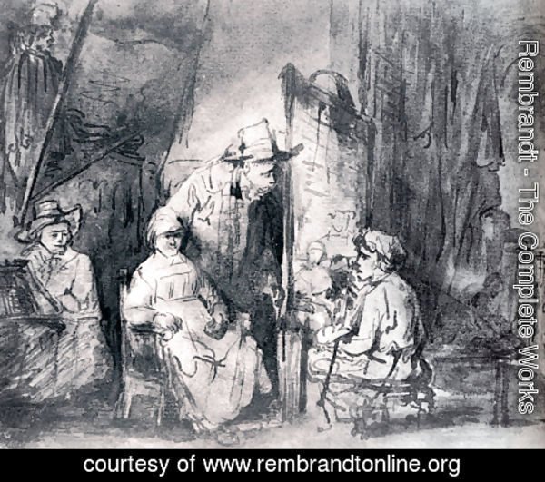 Rembrandt - Studio Scenne With Sitters