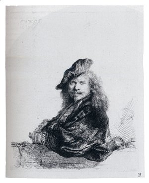 Rembrandt - Self-Portrait Leaning On A Stone Sill