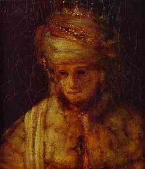 Rembrandt - Assuerus. Detail of Assuerus, Haman and Esther