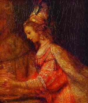 Rembrandt - Esther. Detail of Assuerus, Haman and Esther