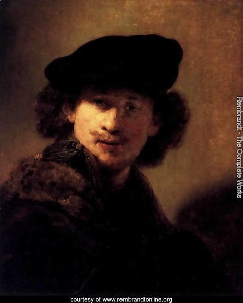 Self-Portrait with Velvet Beret and Furred Mantel