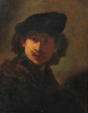 Rembrandt - Portrait of the artist in a cap and a fur-trimmed cloak