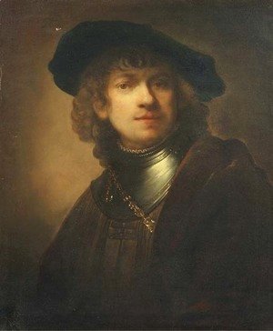 Self-portrait as a young man with a black beret