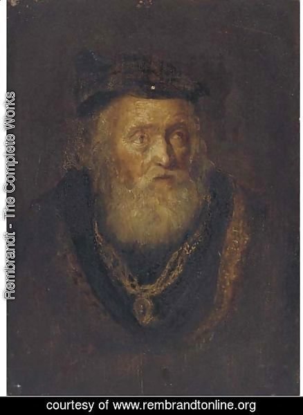 Rembrandt - An elderly man, bust-length, in a cap
