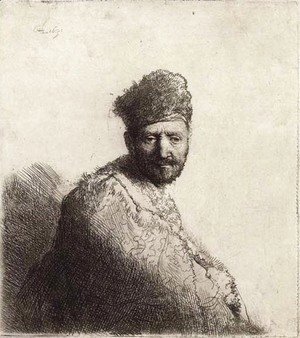 Rembrandt - A bearded Man, in a furred Oriental Cap and Robe The Artist's Father