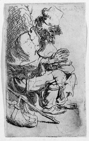 Rembrandt - A Beggar seated warming his Hands at a Chafing Dish