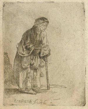 Rembrandt - A Beggar Woman leaning on a Stick