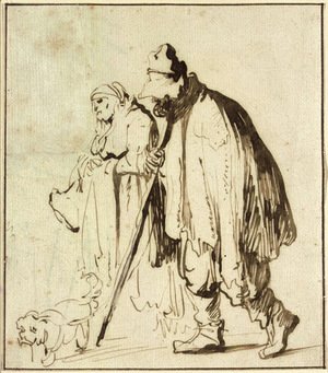 Rembrandt - A vagrant couple with a dog