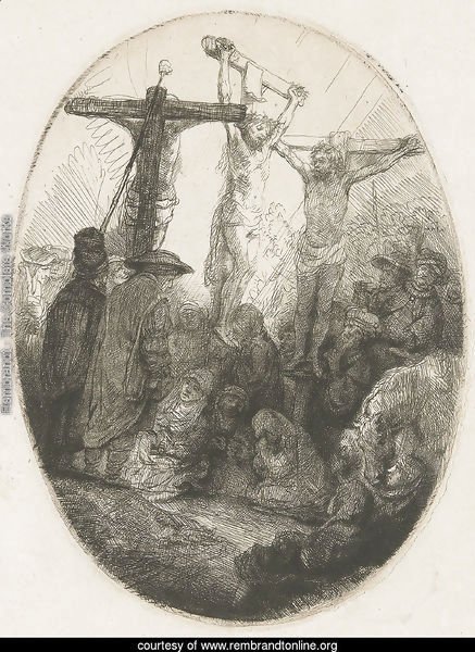 Christ crucified between the two Thieves An oval Plate