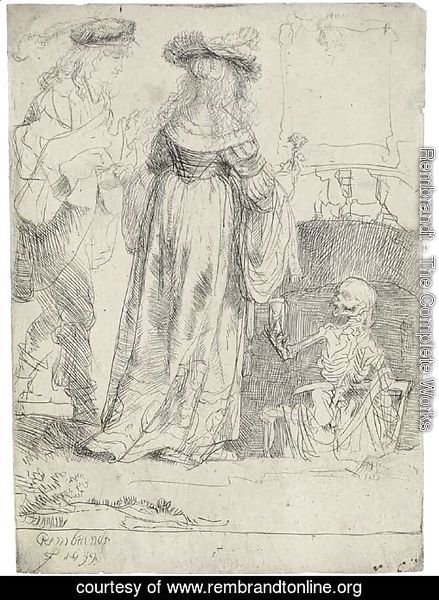 Death appearing to a wedded Couple from an open Grave