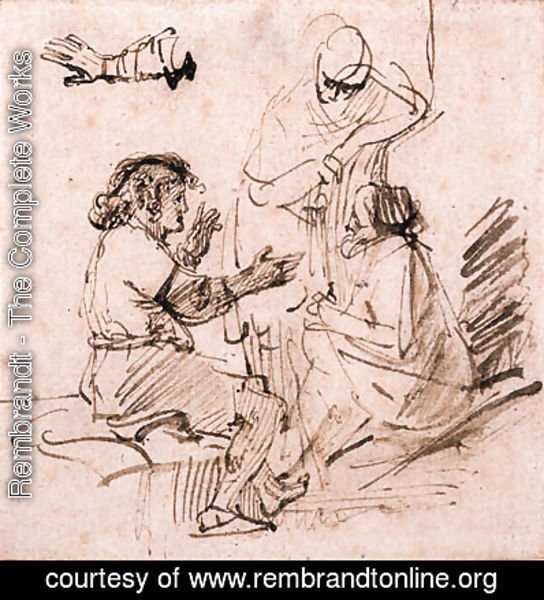 Joseph in Prison interpreting the Dreams of the Pharaoh's Baker and Butler, and a subsidiary study of an arm gesturing