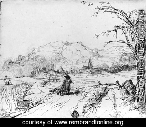 Rembrandt - Landscape with Sportsman and Dog