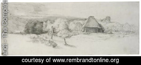 Rembrandt - Landscape with Trees, Farm buildings and a Tower
