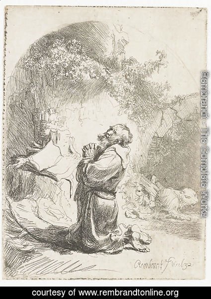 Rembrandt - Saint Jerome praying Arched