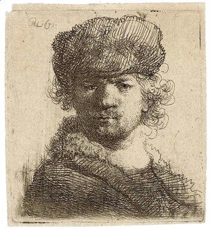Rembrandt - Self-Portrait in a heavy Fur Cap Bust