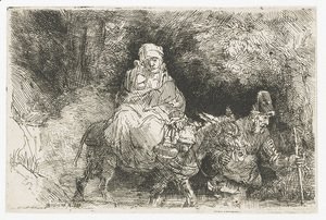 Rembrandt - The Flight into Egypt Crossing a Brook