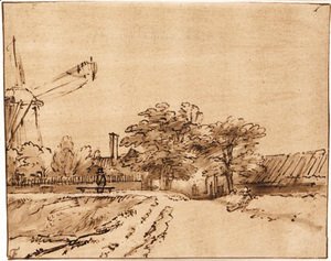 Rembrandt - The ramparts near the bulwark beside the city gate at St. Anthonispoort, Amsterdam
