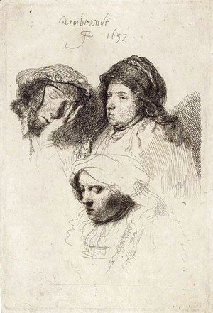 Three Heads of Women one asleep