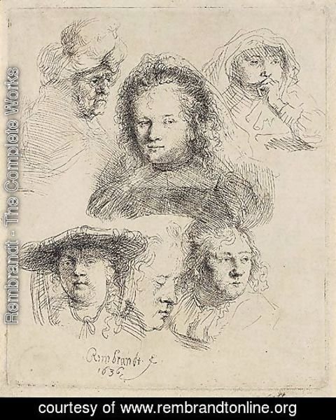 Rembrandt - Studies Of The Head Of Saskia And Others