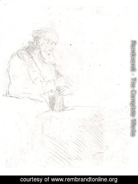 Rembrandt - Old Man In Meditation, Leaning On A Book