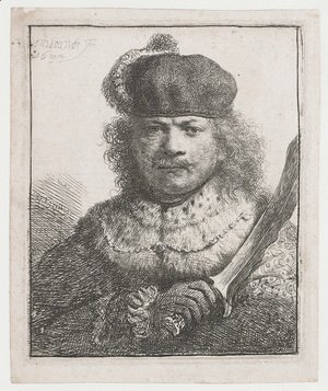 Rembrandt - Self-Portrait With Raised Sabre