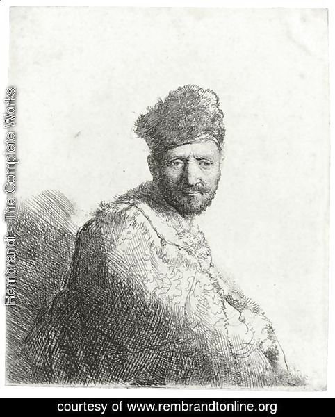 Bearded Man In A Furred Oriental Cap And Robe The Artist's Father