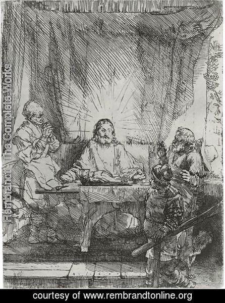 Rembrandt - Christ At Emmaus The Larger Plate