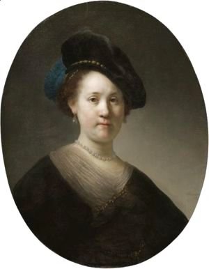 Rembrandt - Portrait Of A Young Woman With A Black Cap
