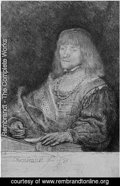 Rembrandt - Man At A Desk Wearing A Cross And Chain