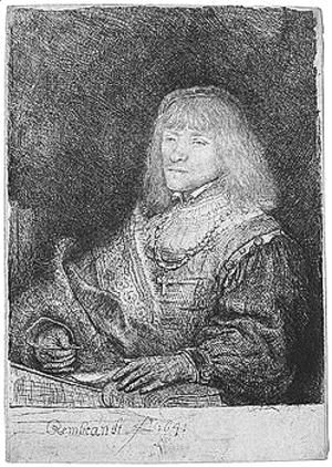 Rembrandt - Man at a desk wearing a cross and chain 2