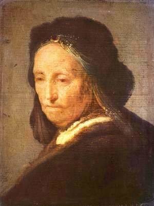 Rembrandt - Bust of an old woman with headscarf