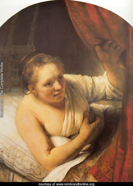 Young woman in bed (possibly Geertje)