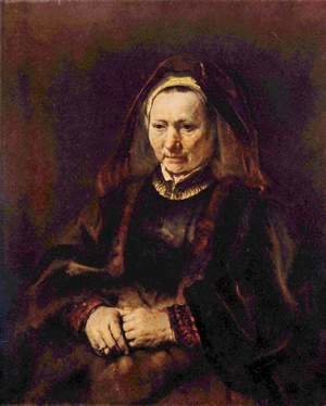 Portrait of a seated old woman