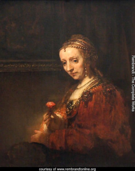 Portrait of a Woman with a Pink Carnation