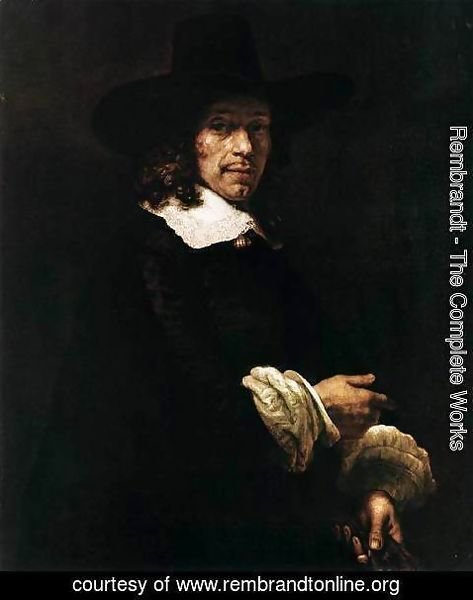 Rembrandt - Portrait of a Gentleman with a Tall Hat and Gloves