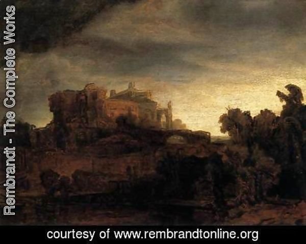 Rembrandt - Landscape with Buildings