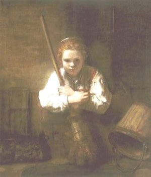 Young Woman with a Broom