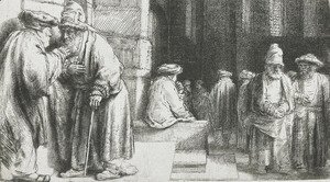Rembrandt - Pharisees in the Temple (Jews in the synagogue)