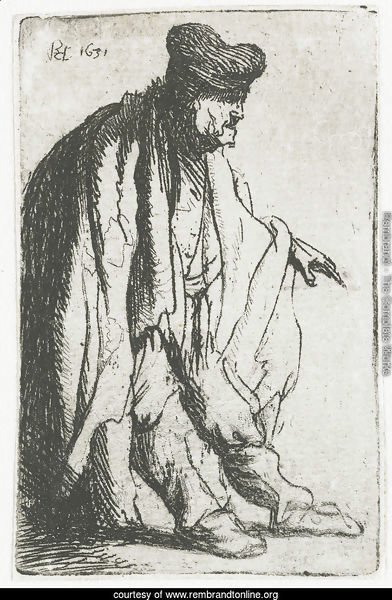 Beggar with his left hand extended