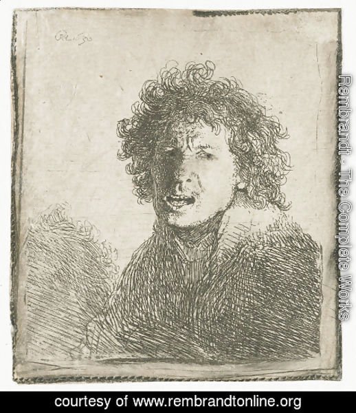 Rembrandt - Self-portrait open mouthed
