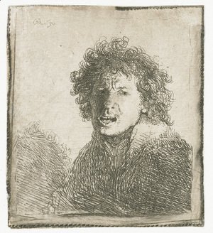 Rembrandt - Self-portrait open mouthed