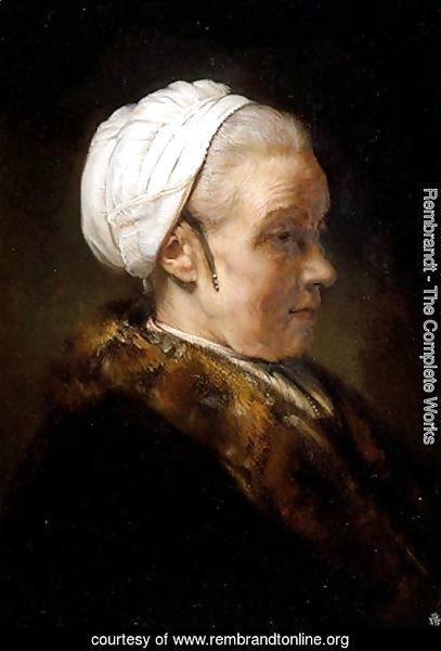 Lighting Study of an Elderly Woman in a White Cap