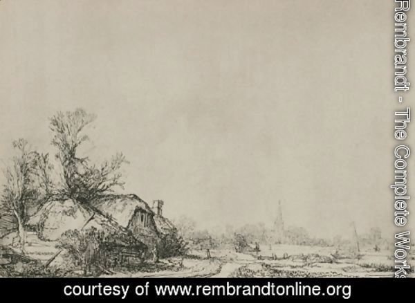 Rembrandt - A Village with a River
